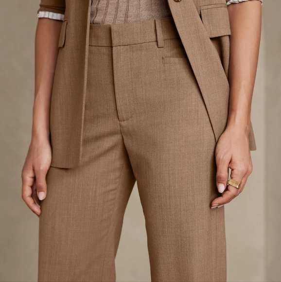 Banana Republic Pants - New Banana Republic SIENA STRAIGHT ITALIAN WOOL PANT camel heather brown  sz 4